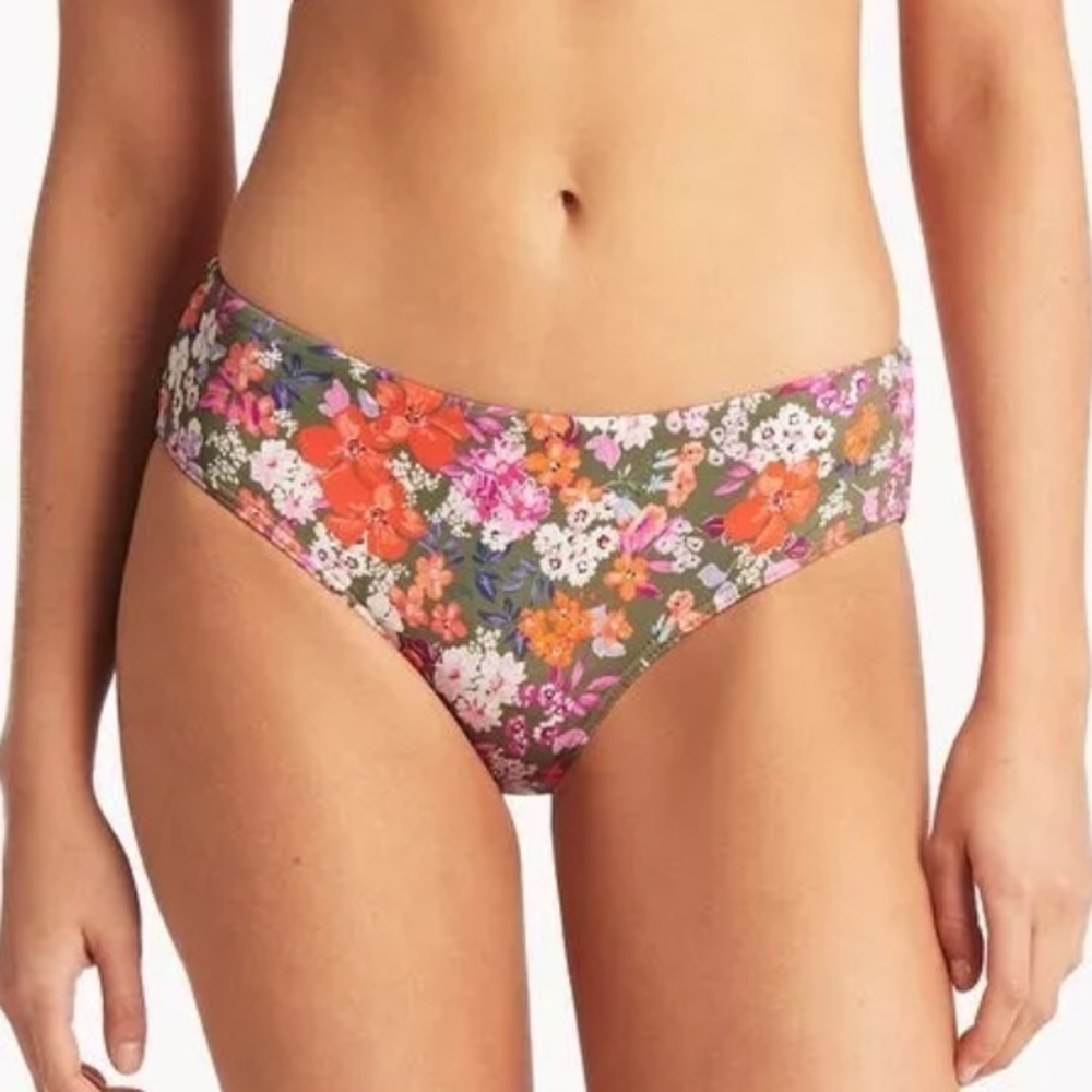 🌻NEW w.tags Sea Level Floral Mid Rise Swimsuit Bikini Bottoms US Size 12